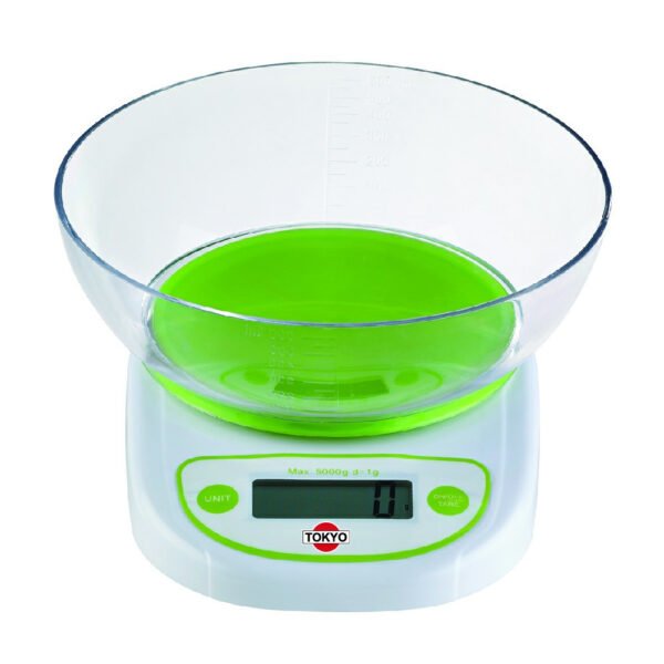 BALANZA DE COCINA TOKABS BOWL DE PLASTICO FUNCION TARA CAP 5KGS