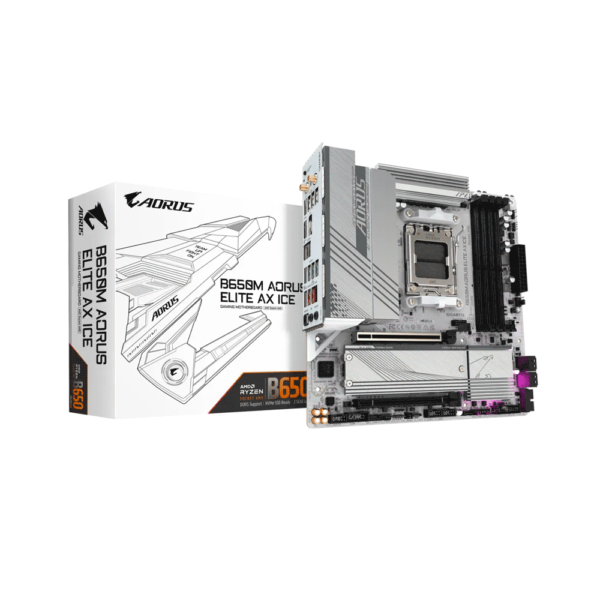 PLACA MADRE AM5 B650M A ELITE AX ICE DDR5 GIGABYTE S/R/HDMI/DP/2M2/WIFI/MATX