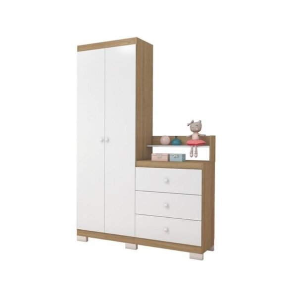 Ropero Infantil con Cómoda Vicky Naturalle Tx Blanco Estrela