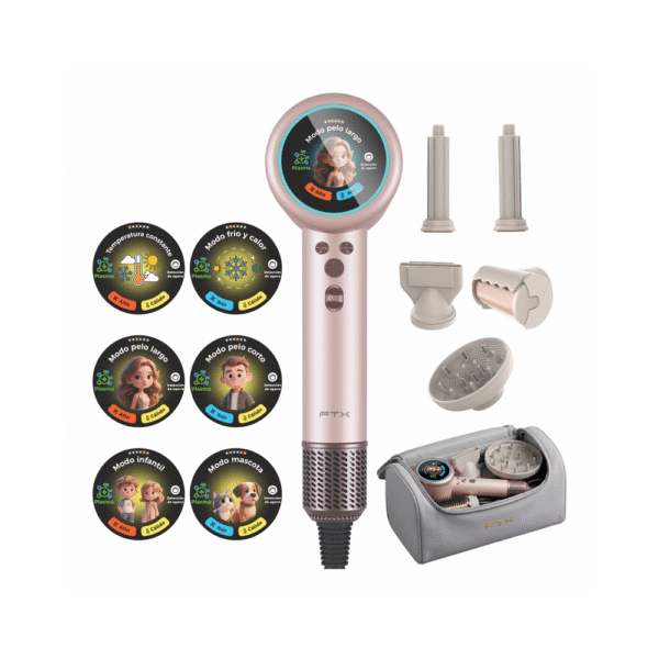 SECADOR DE CABELLO FTX 5 EN 1 2200W 220V ROSA HY2-205