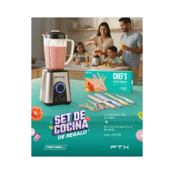 COMBO LICUADORA FTX 1.8L B2-180 + SET DE COCINA FTX KTS-6