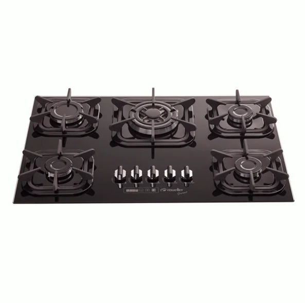 Cocina Mueller 5h Anafe Cooktop Vidrio Templado Triple LLama Negro