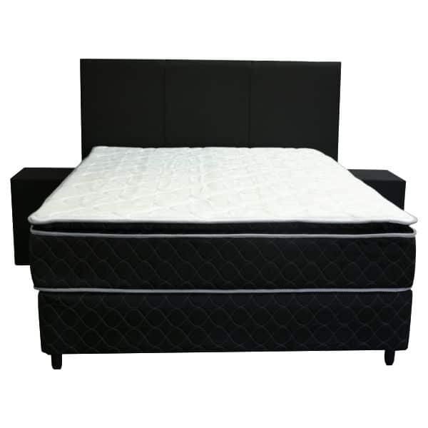 Somier Koala Negro 160X200 Base+Colchon+Puff+Cabecera