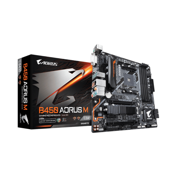 PLACA MADRE GIGABYTE AM4 B450 AORUS M S/R/HDMI/DVI/M2/DDR4/MATX/RGB