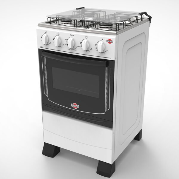 Cocina a gas tokyo dallas blanco 4h mesa inox tapa de vidrio horno limpia facil