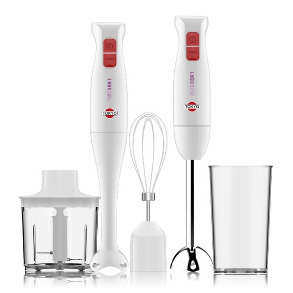 Mixer tokyo pink 3 en 1 pie inox con accesorios batidor y picador 400w