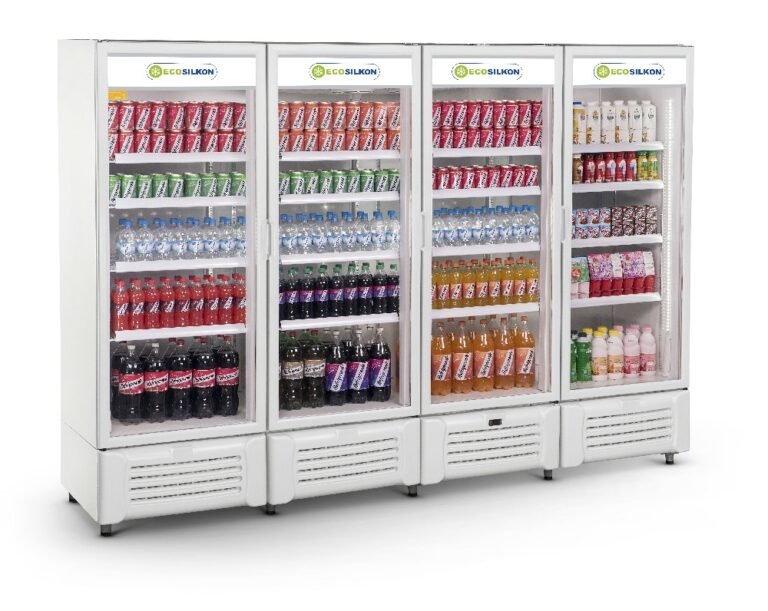 Visicooler ecosilkon 4 puertas de vidrio c/ luz led mod vcm4p bl
