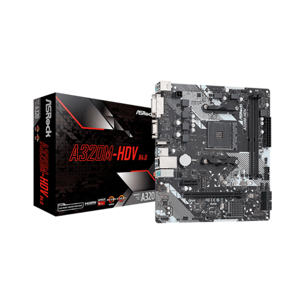 PLACA MADRE ASROCK AM4 A320M-HDV R4.0 V/S/R/HDMI/DVI/M.2/DDR4/USB3.2/MATX