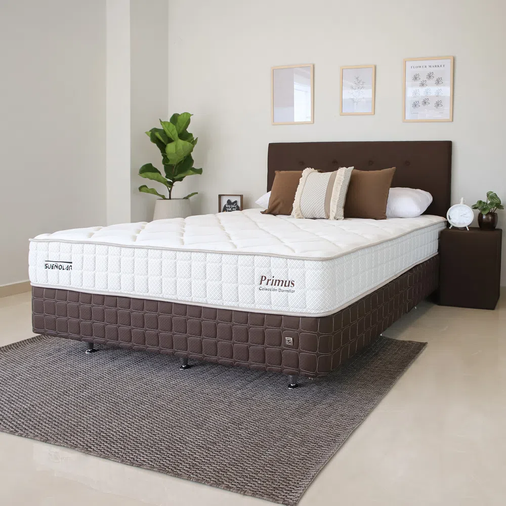 Somier Dormilar Primus 140X190 SueÑOlar (Base+Colchon+Puff+Cabecera)