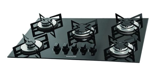 Cocina Cooktop A Gas 5H Negro Suggar