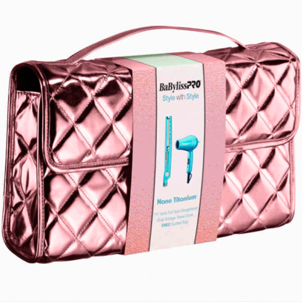 Set Rose Gold Babyliss ( Planchita+Minisecador)