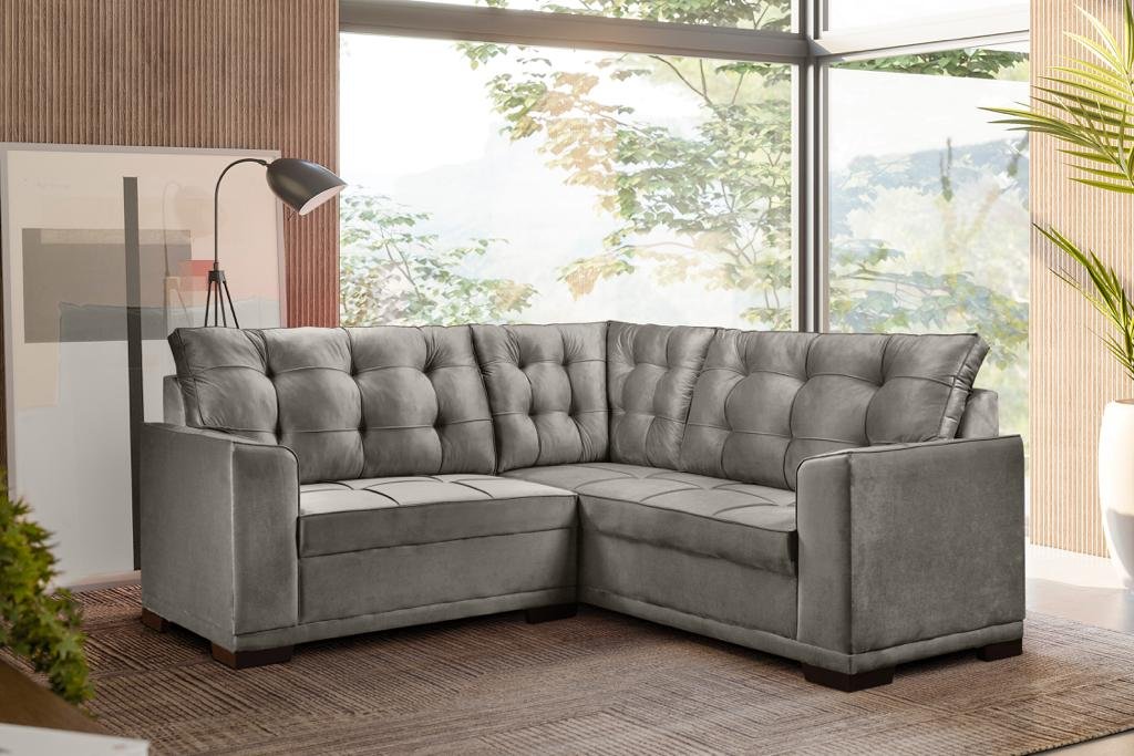Sofa Decanto Genebra F-507 Veludo Beige Artflex
