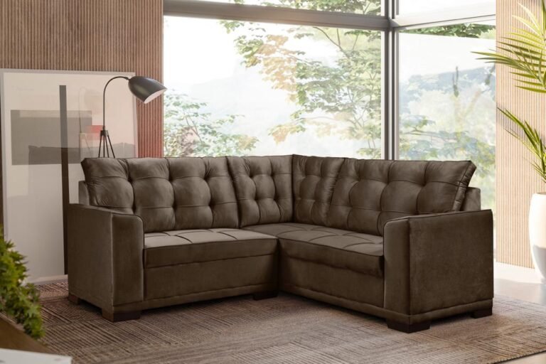 Sofa Decanto Genebra F-504 Veludo Marron Artflex
