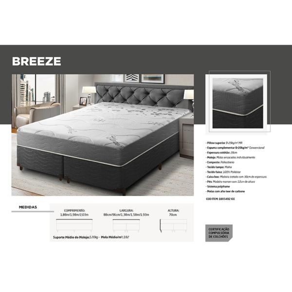 Colchon Breeze 1.58X1.98 Gris Umaflex