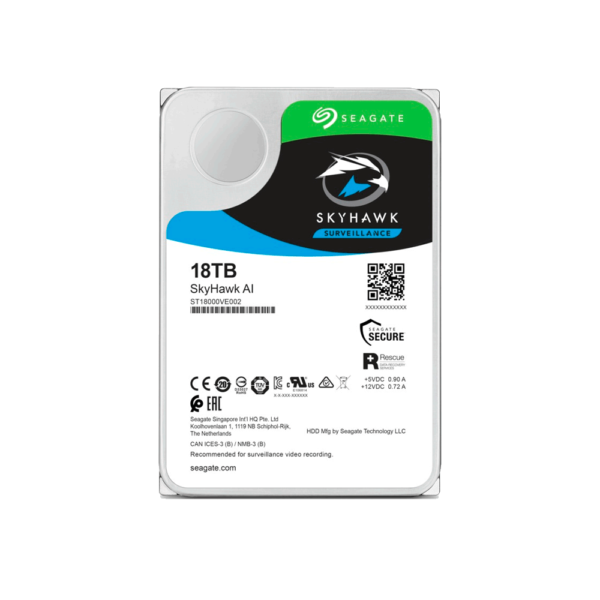 DISCO DURO SATA3 18TB SEAGATE SKYHAWK AI 7200 256MB ST18000VE002 SURVEILLANCE