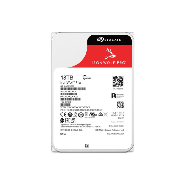 DISCO DURO 18TB SEAGATE IRONWOLF NAS 7200 256MB ST18000NT001