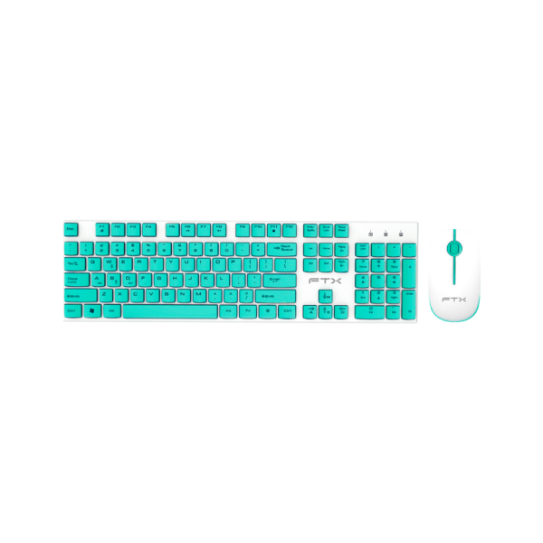 TECLADO + MOUSE FTX WIRELESS FTXGK600 POR BLAN/VERDE