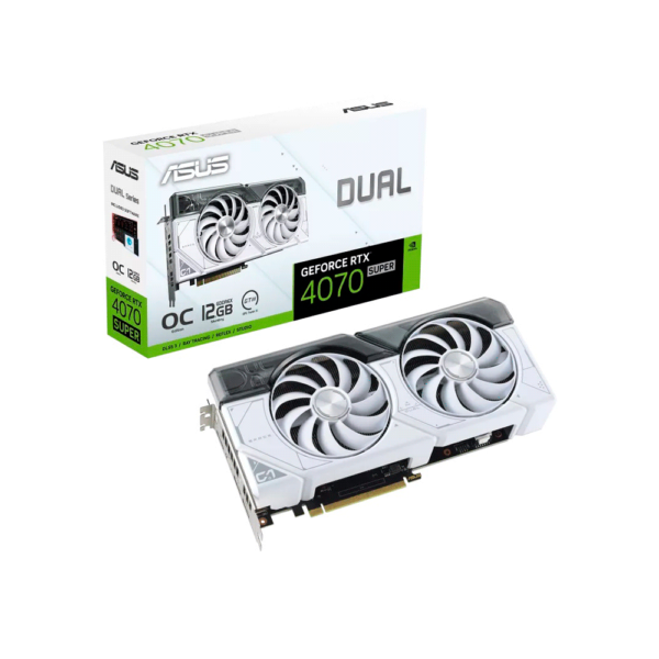 PLACA DE VIDEO ASUS  RTX4070 DUAL SUPER OC 12GB WHITE GDD6X DUAL-RTX4070S-O12G-WHITE
