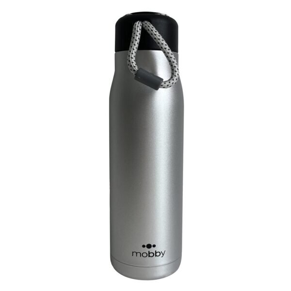 BOTELLA DEPORTIVA 550ML D.PARED CUERDA PLATA MOBBY