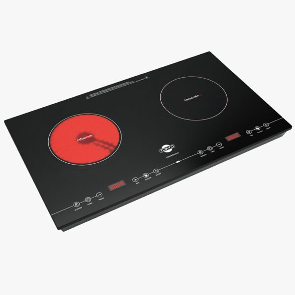 Placa Dual Vitro Tokyo Tokduali 2 Zonas 1 Inducción 1 Infrarrojo