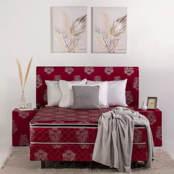 Sommier Nogal Calma 160X200 Color  Bordo Juego Completo