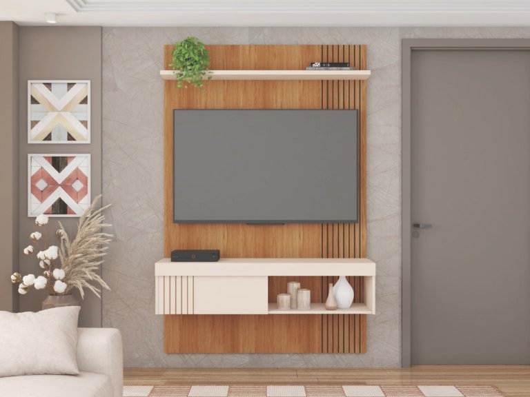 Panel de TV Jade 1.2 Freijo - Off White. Caemmun