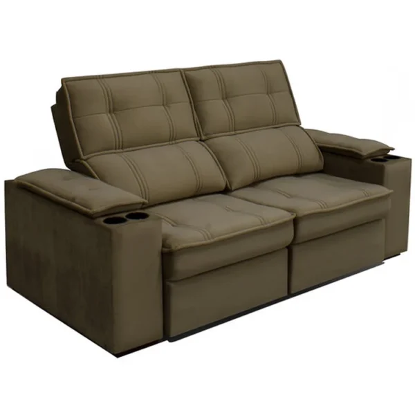Sofa Reclinable Memory Con Cooler y Portavasos Color Chocolate Artflex